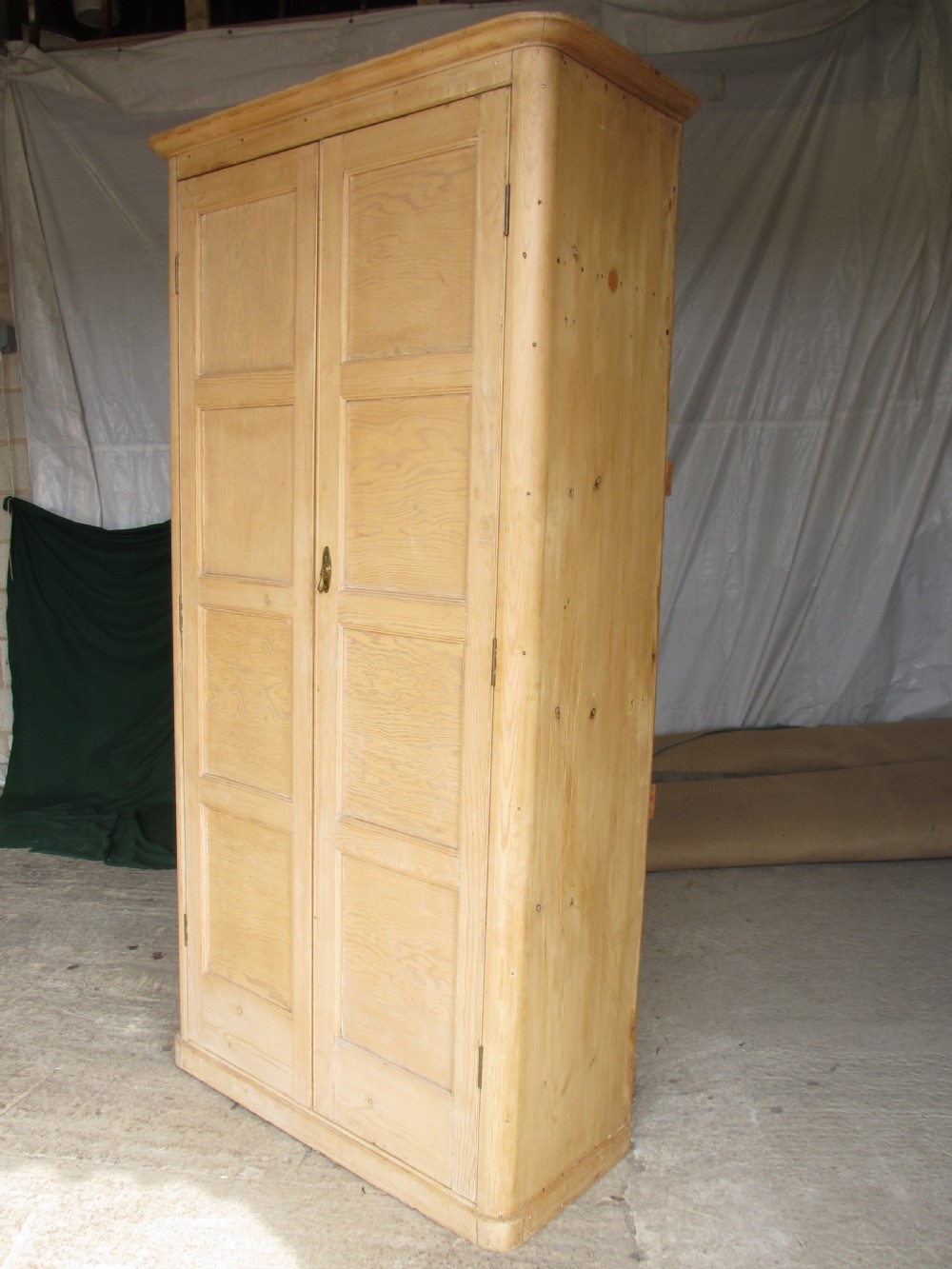Victorian pitch pine tall standing hall cupboard View II