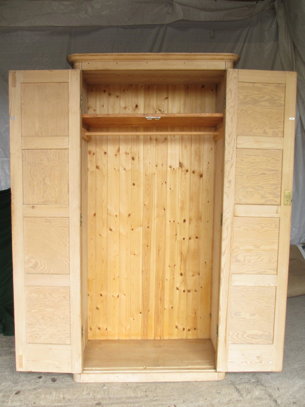 Victorian pitch pine tall standing hall cupboard View IX