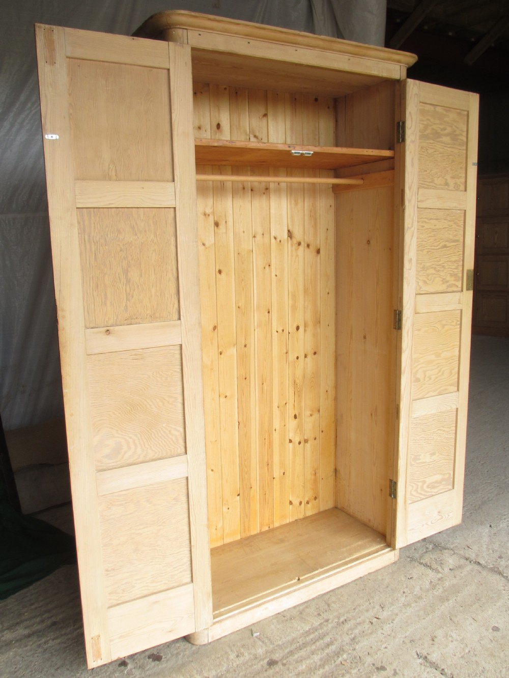 Victorian pitch pine tall standing hall cupboard View X