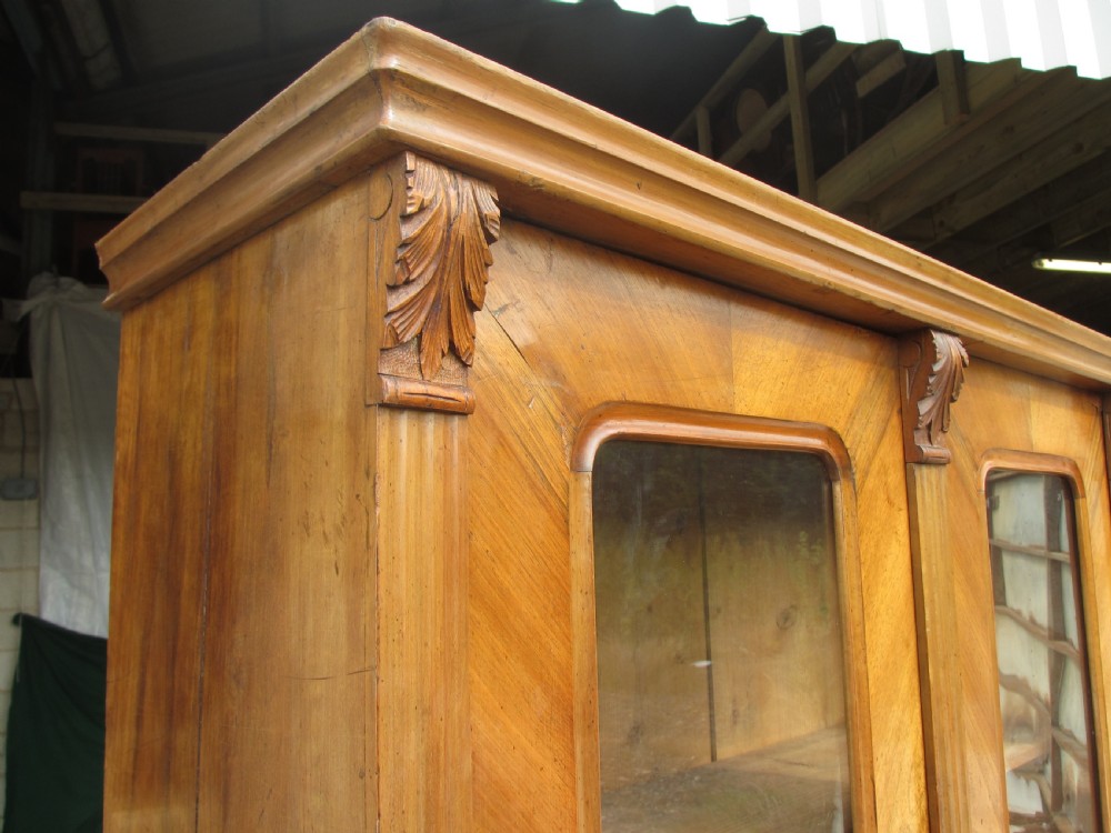 Victorian walnut glazed 2 door display bookcase View IV