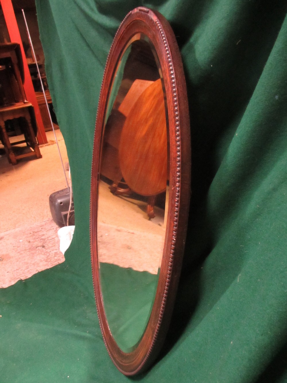 Victorian bevel oak oval wall hanging mirror View VII