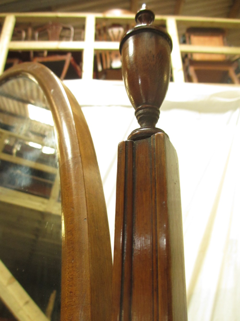 Edwardian mahogany cheval standing swing dressing mirror View II
