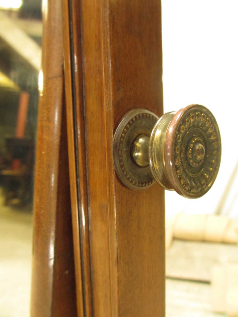 Edwardian mahogany cheval standing swing dressing mirror View III