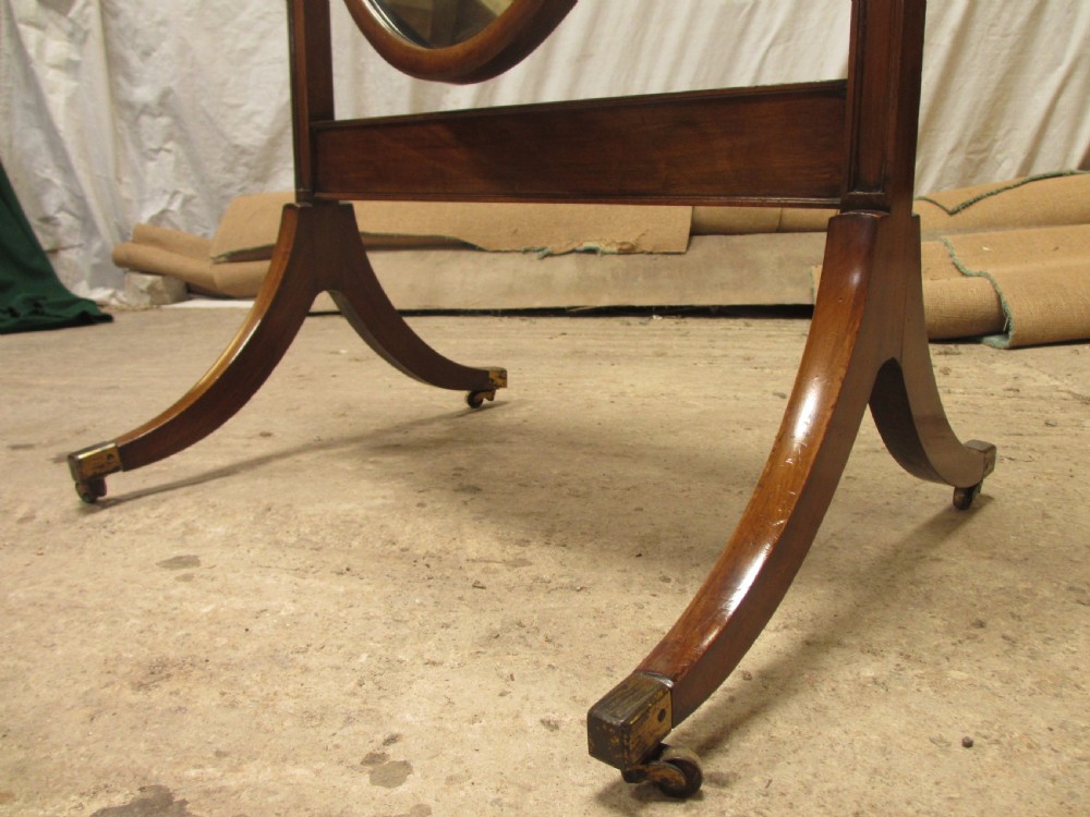 Edwardian mahogany cheval standing swing dressing mirror View V