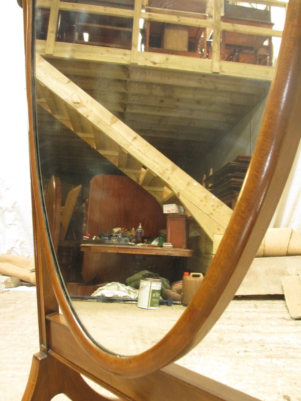 Edwardian mahogany cheval standing swing dressing mirror View VII