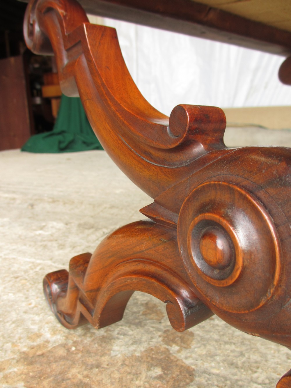 Victorian mahogany dressing stool with pink upholstered seat View V