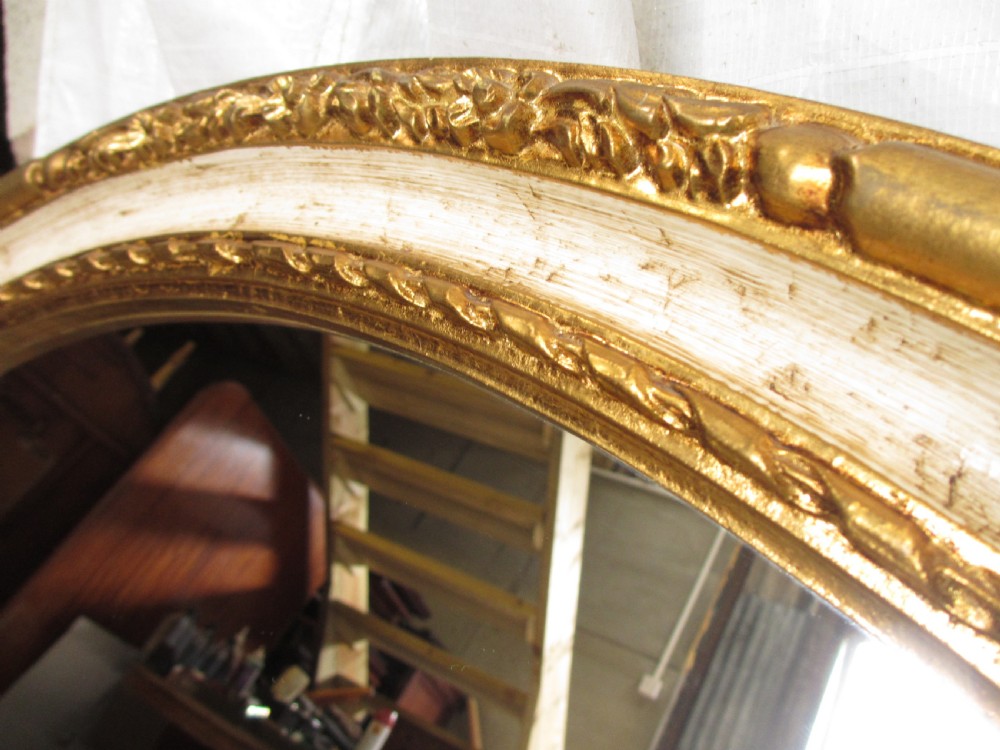 Victorian oval gilt and white framed wall hanging mirror View VI