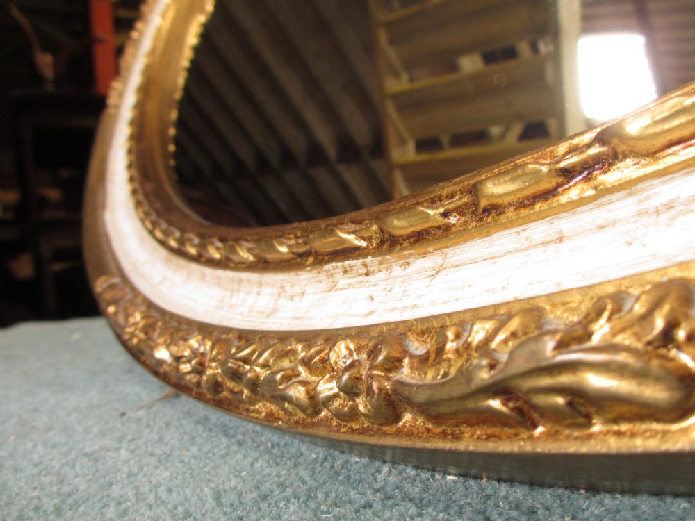 Victorian oval gilt and white framed wall hanging mirror View VIII