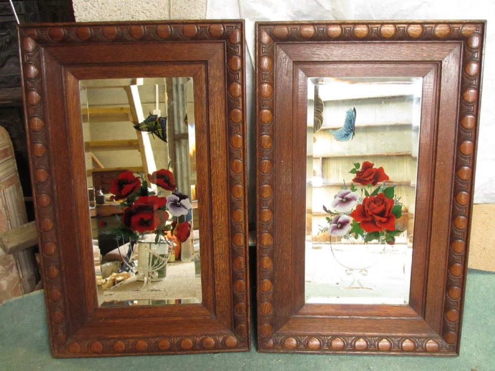 Pair of Victorian bevel edged wall hanging mirrors