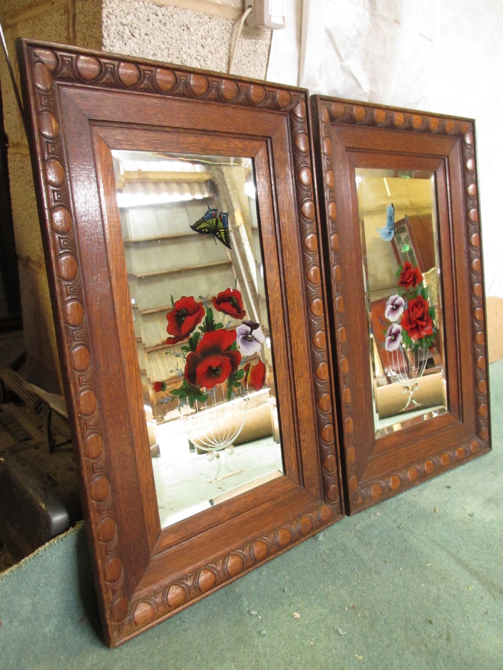 Pair of Victorian bevel edged wall hanging mirrors View III