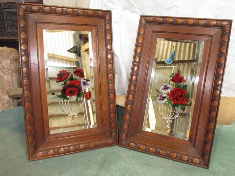 Pair of Victorian bevel edged wall hanging mirrors View IV