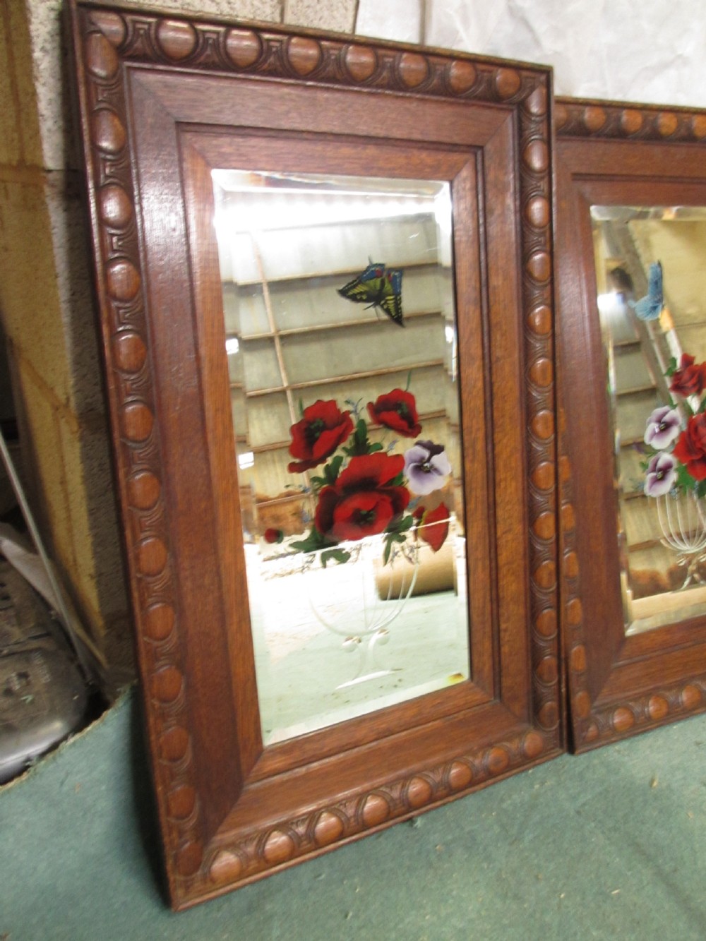 Pair of Victorian bevel edged wall hanging mirrors View V