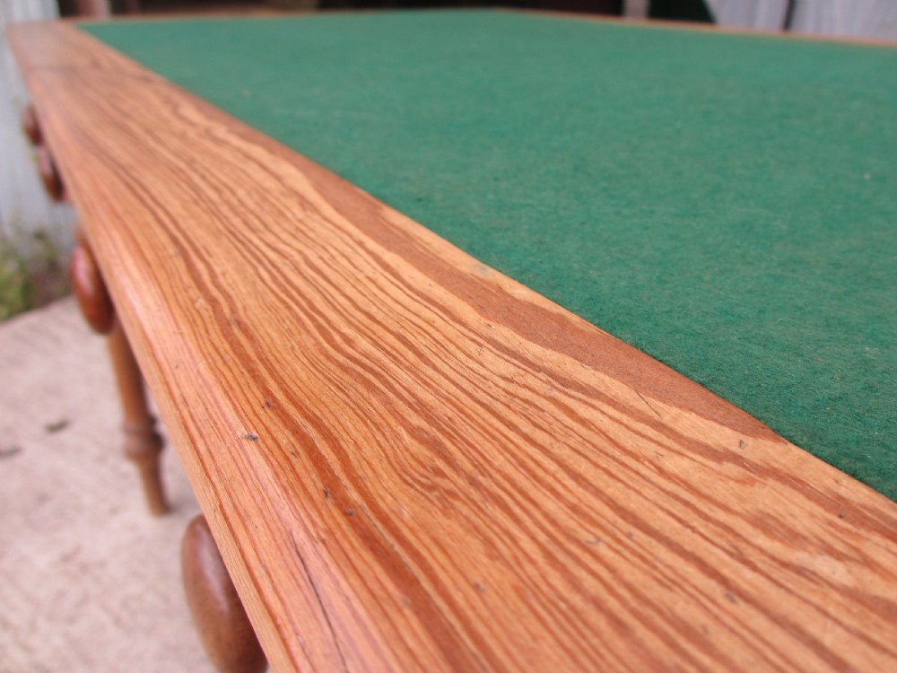 Victorian pitch pine baze top 2 drawer writing table View V