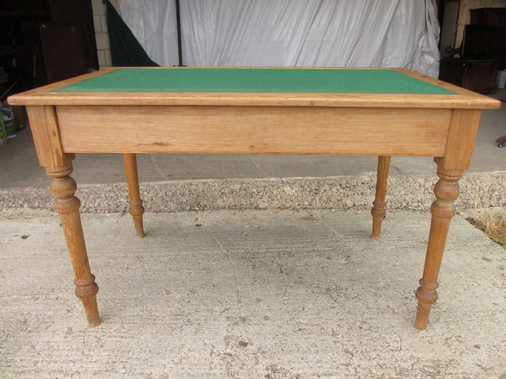 Victorian pitch pine baze top 2 drawer writing table View XI