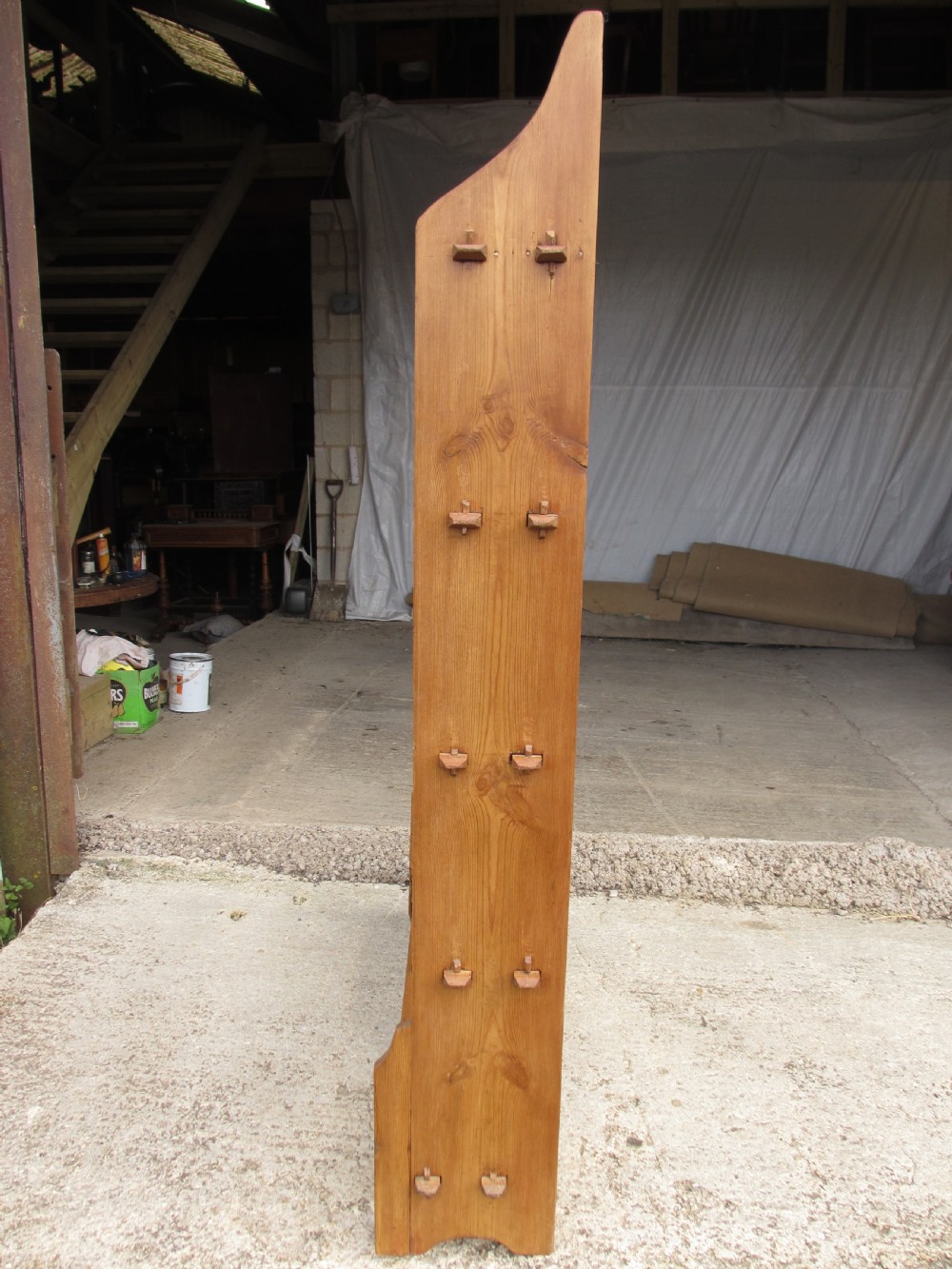 19th century pitch pine standing art and crafts shaped 5 tier bookcase View X