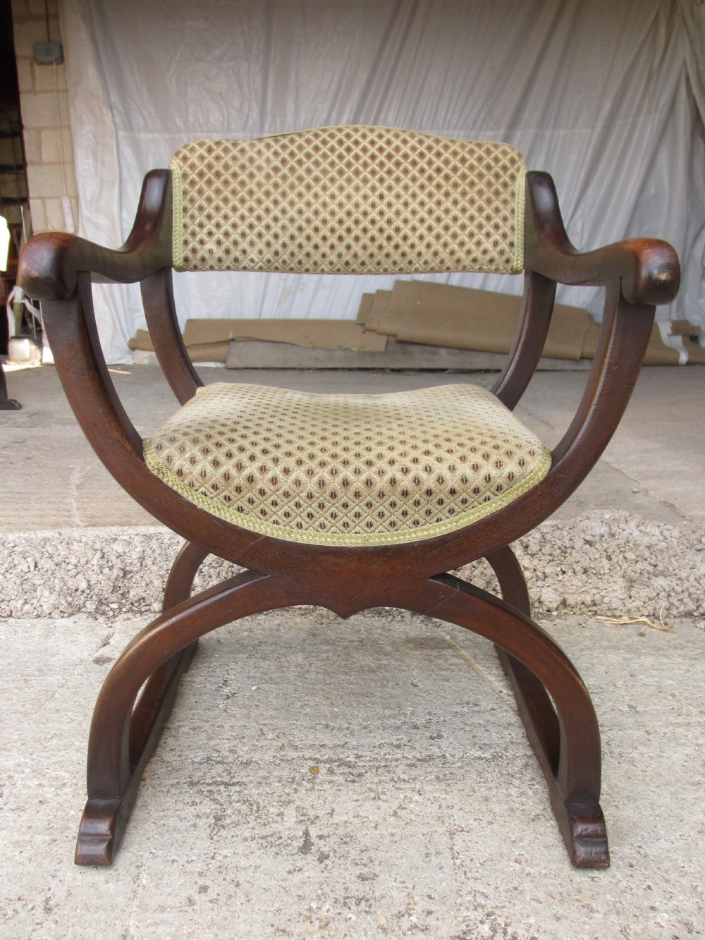 Unusual late 19th century set of six oak dining armchairs View III