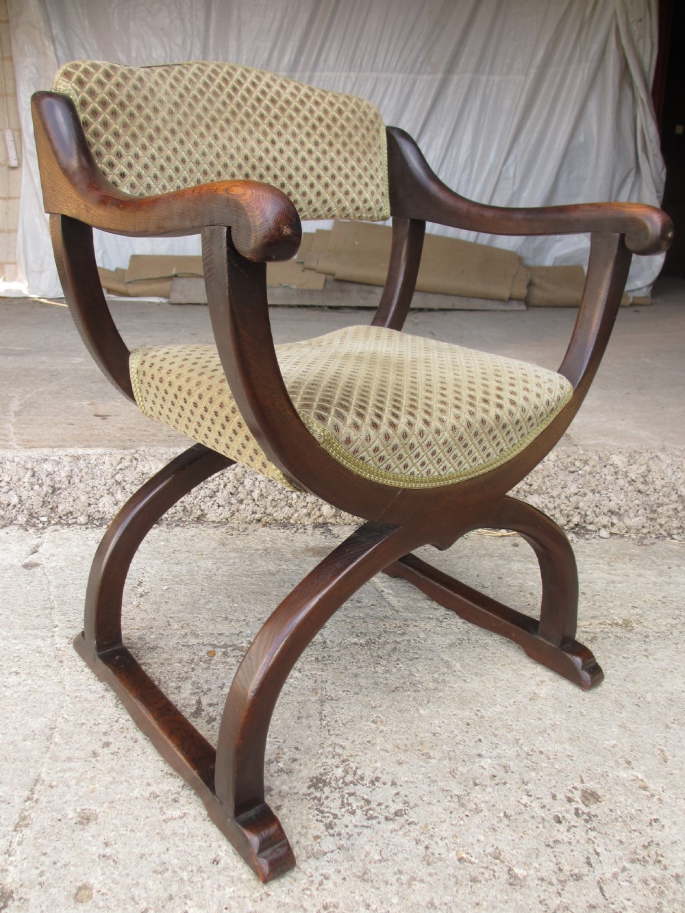 Unusual late 19th century set of six oak dining armchairs View IV