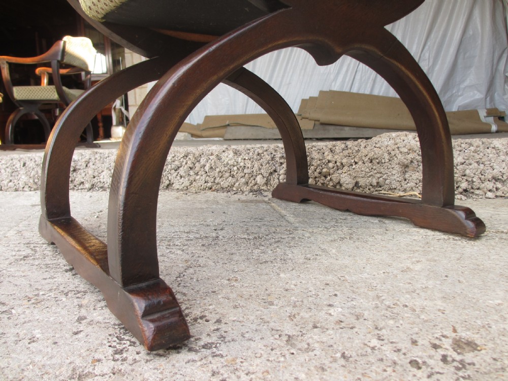 Unusual late 19th century set of six oak dining armchairs View VII