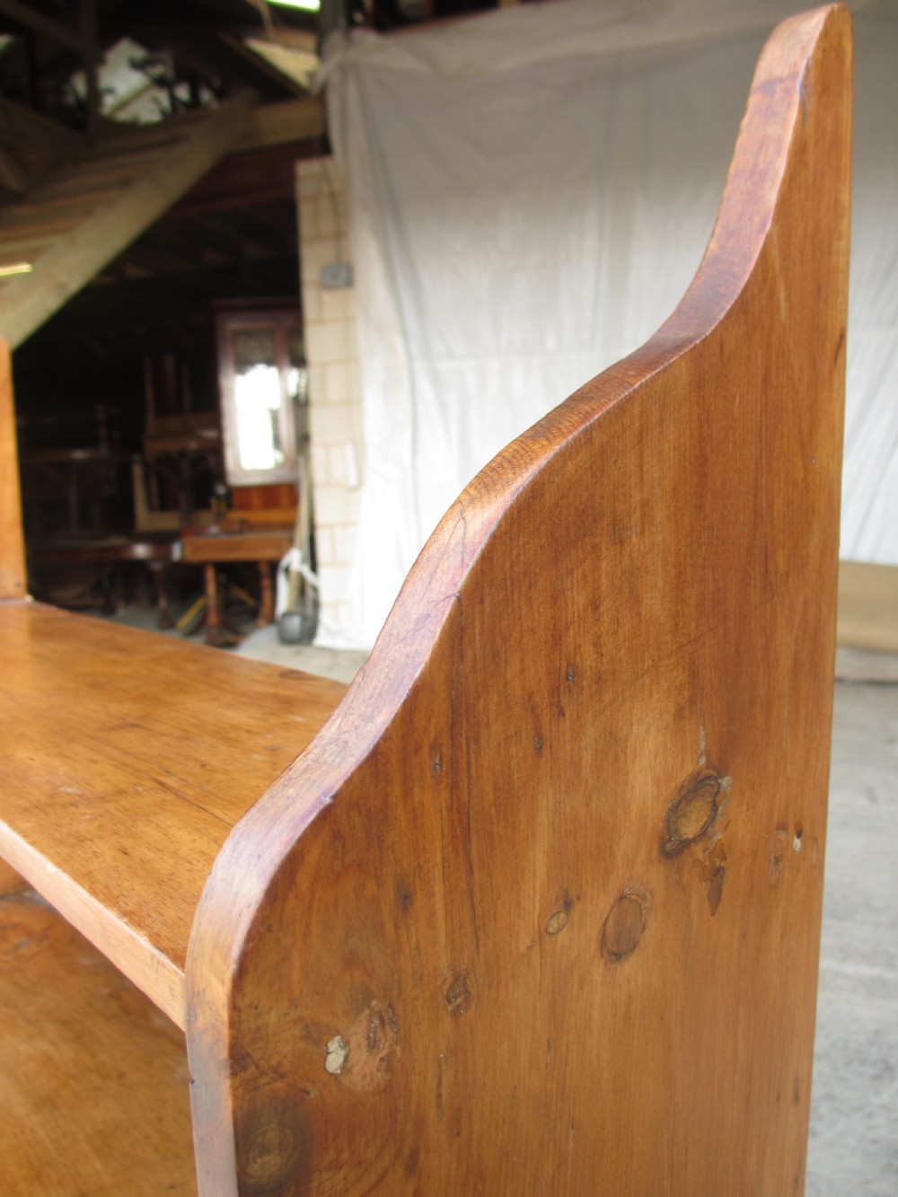 19th century pine open waterfall 4 tier bookcase View VI