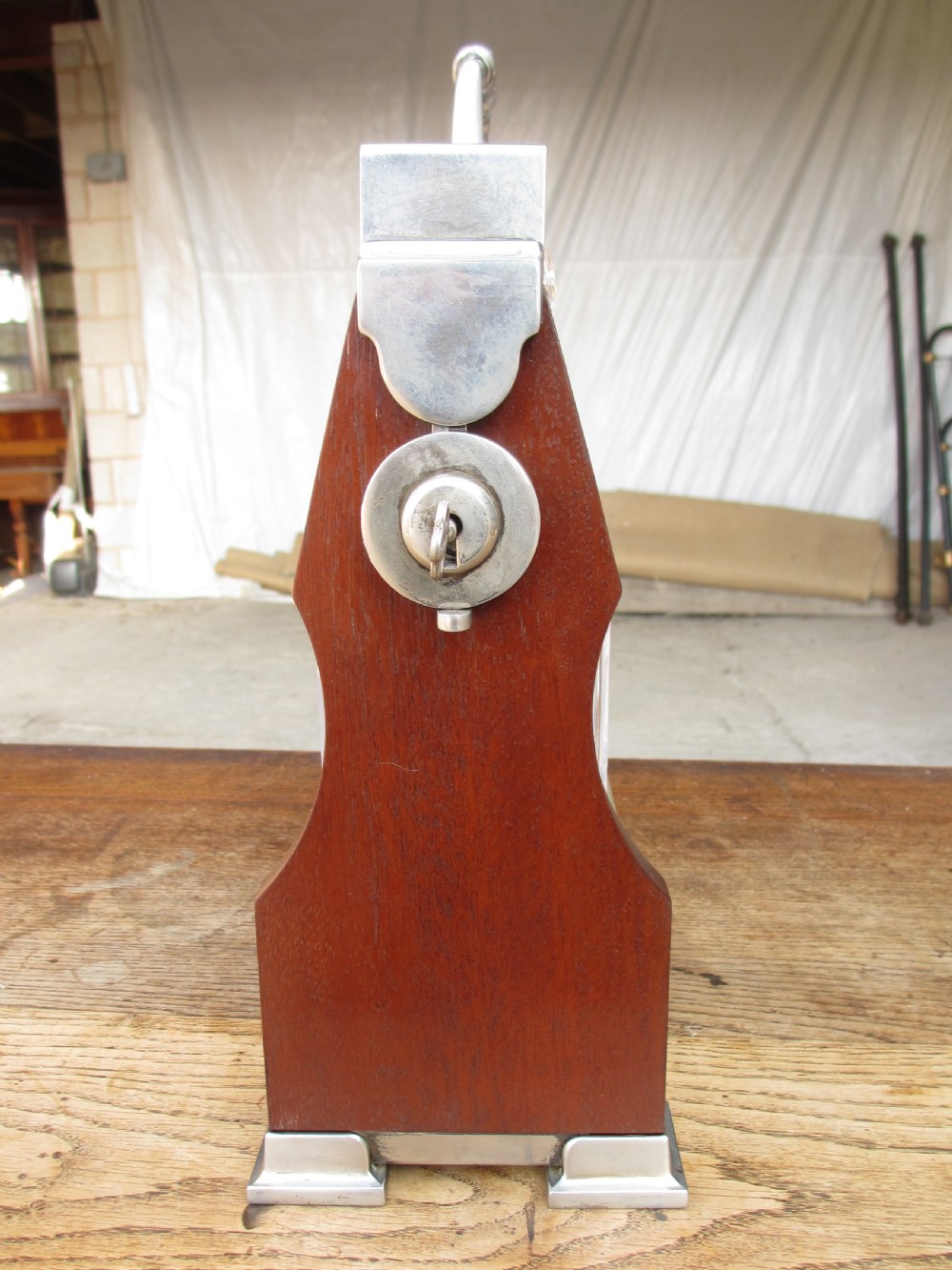 Edwardian 2 bottled Tantalus in a mahogany frame View XI