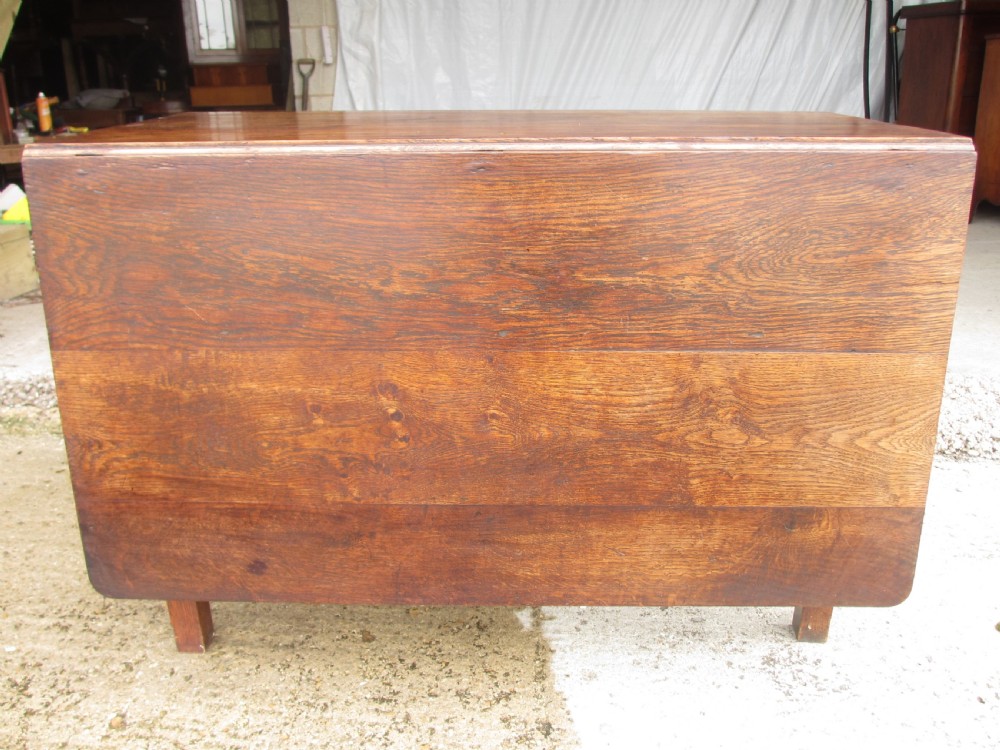 19th century oak rectangular twin leaf dining table  View II