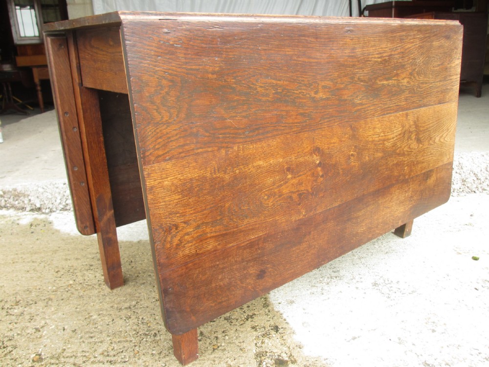 19th century oak rectangular twin leaf dining table  View III