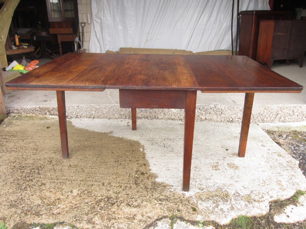 19th century oak rectangular twin leaf dining table  View IV