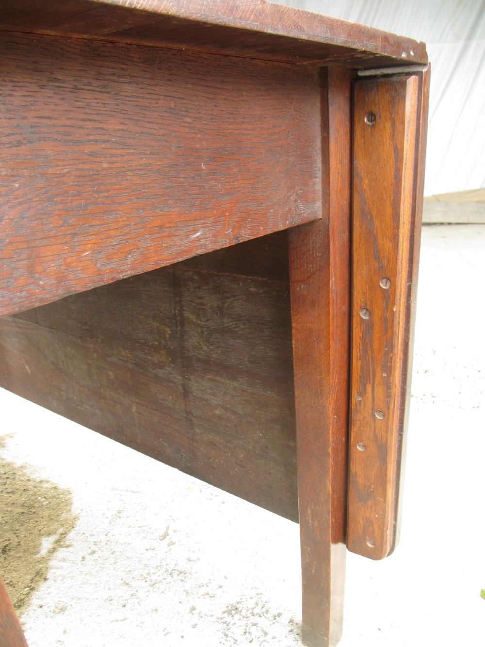 19th century oak rectangular twin leaf dining table  View V