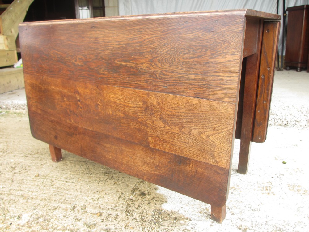 19th century oak rectangular twin leaf dining table  View VI