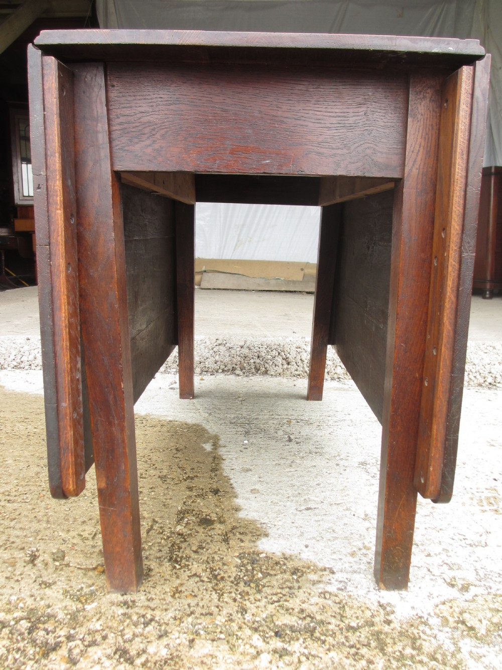 19th century oak rectangular twin leaf dining table  View VII