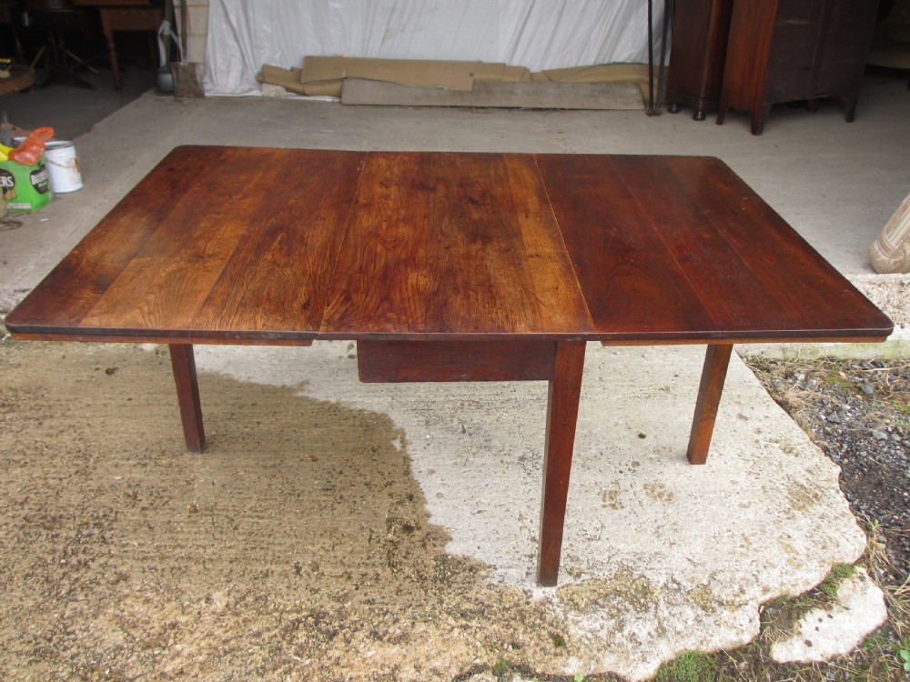 19th century oak rectangular twin leaf dining table  View XI