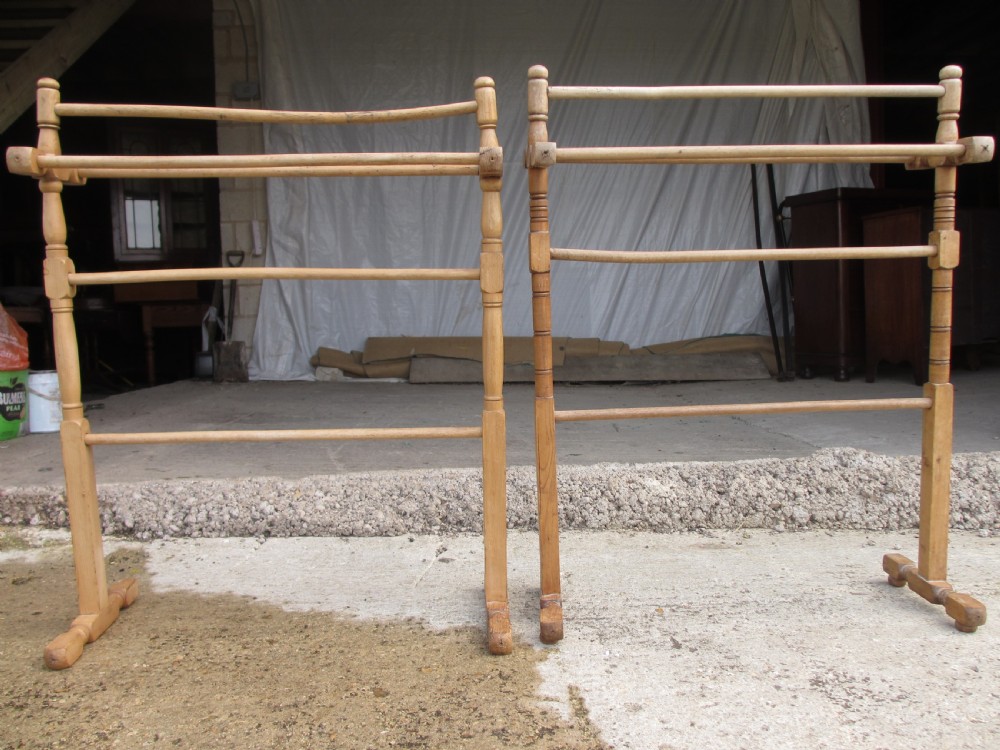 Matched pair of 19th century ash towel rails 