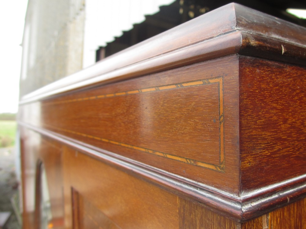 Late 19th century mahogany Sheraton revival inlaid wardrobe  View VII