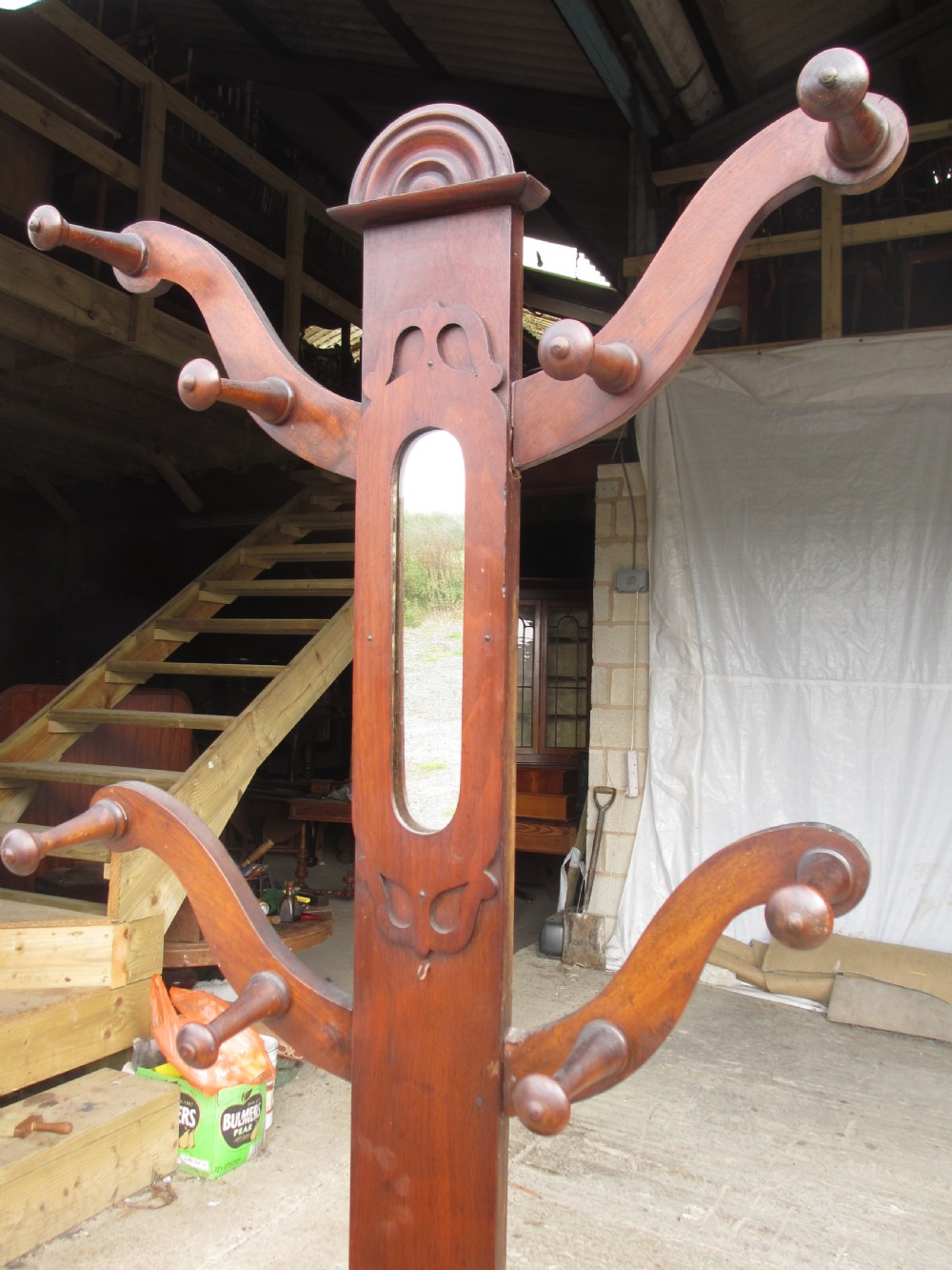 Victorian mahogany hall stand with fretted front work and mirror View II