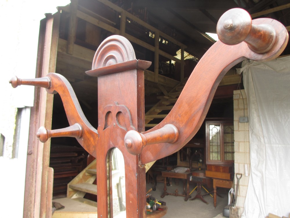 Victorian mahogany hall stand with fretted front work and mirror View III