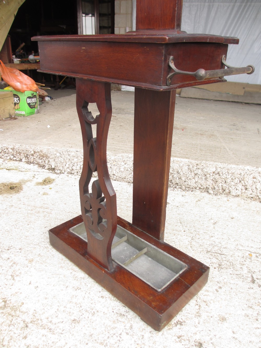 Victorian mahogany hall stand with fretted front work and mirror View IV