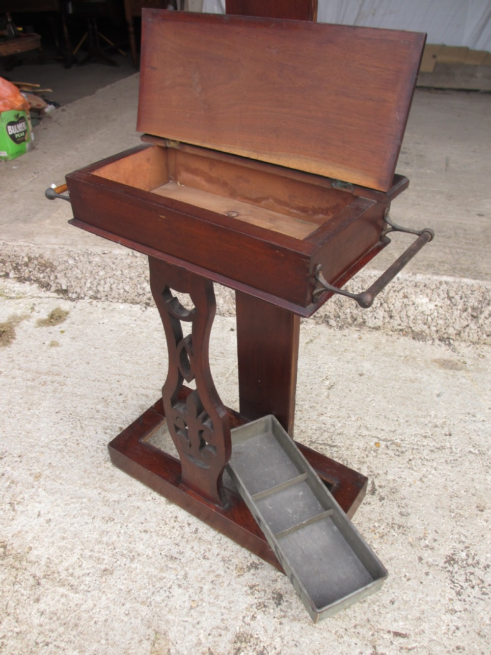 Victorian mahogany hall stand with fretted front work and mirror View X