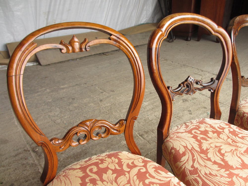 Victorian matched set of 3 mahogany balloon back dining chairs View II