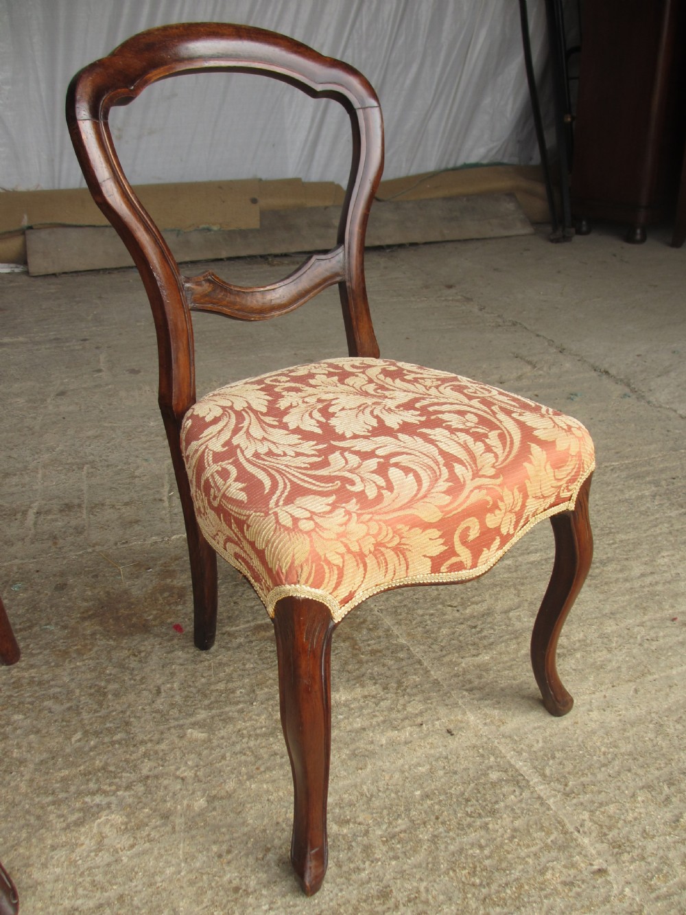 Victorian matched set of 3 mahogany balloon back dining chairs View III