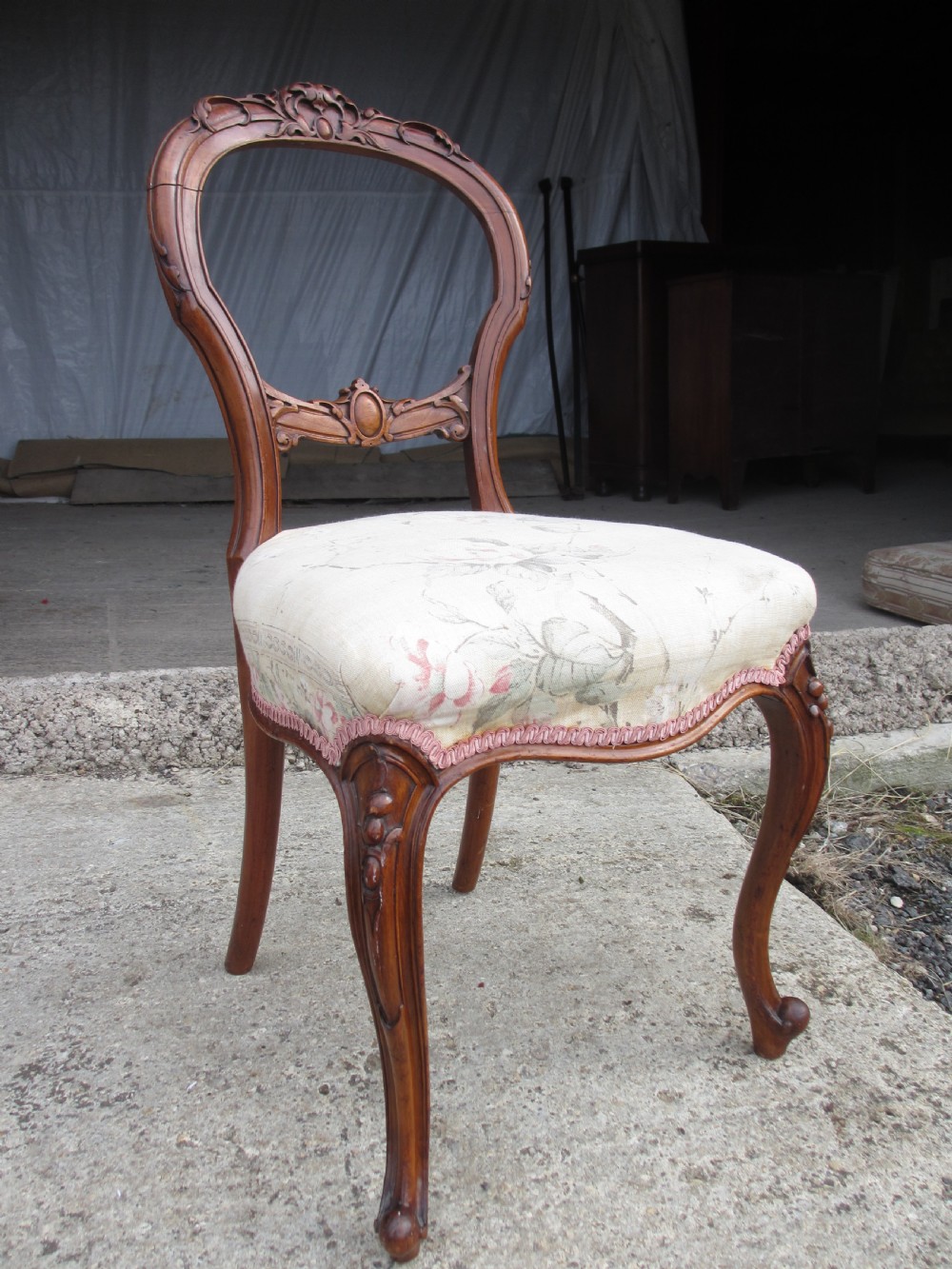 Victorian mahogany single balloon back chair View II