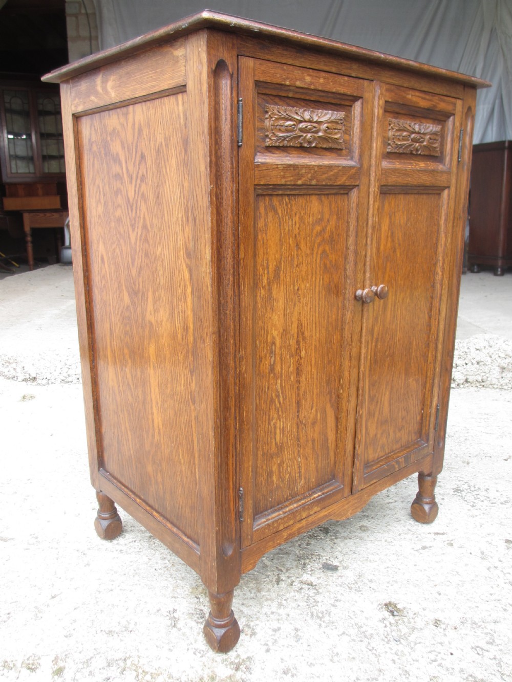 Edwardian oak stationary cabinet View II