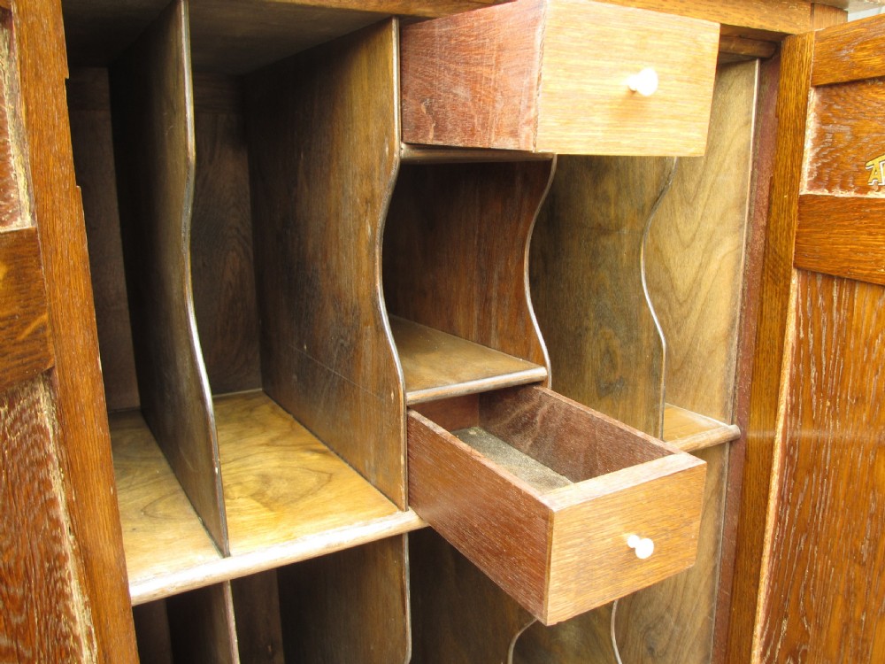 Edwardian oak stationary cabinet View X