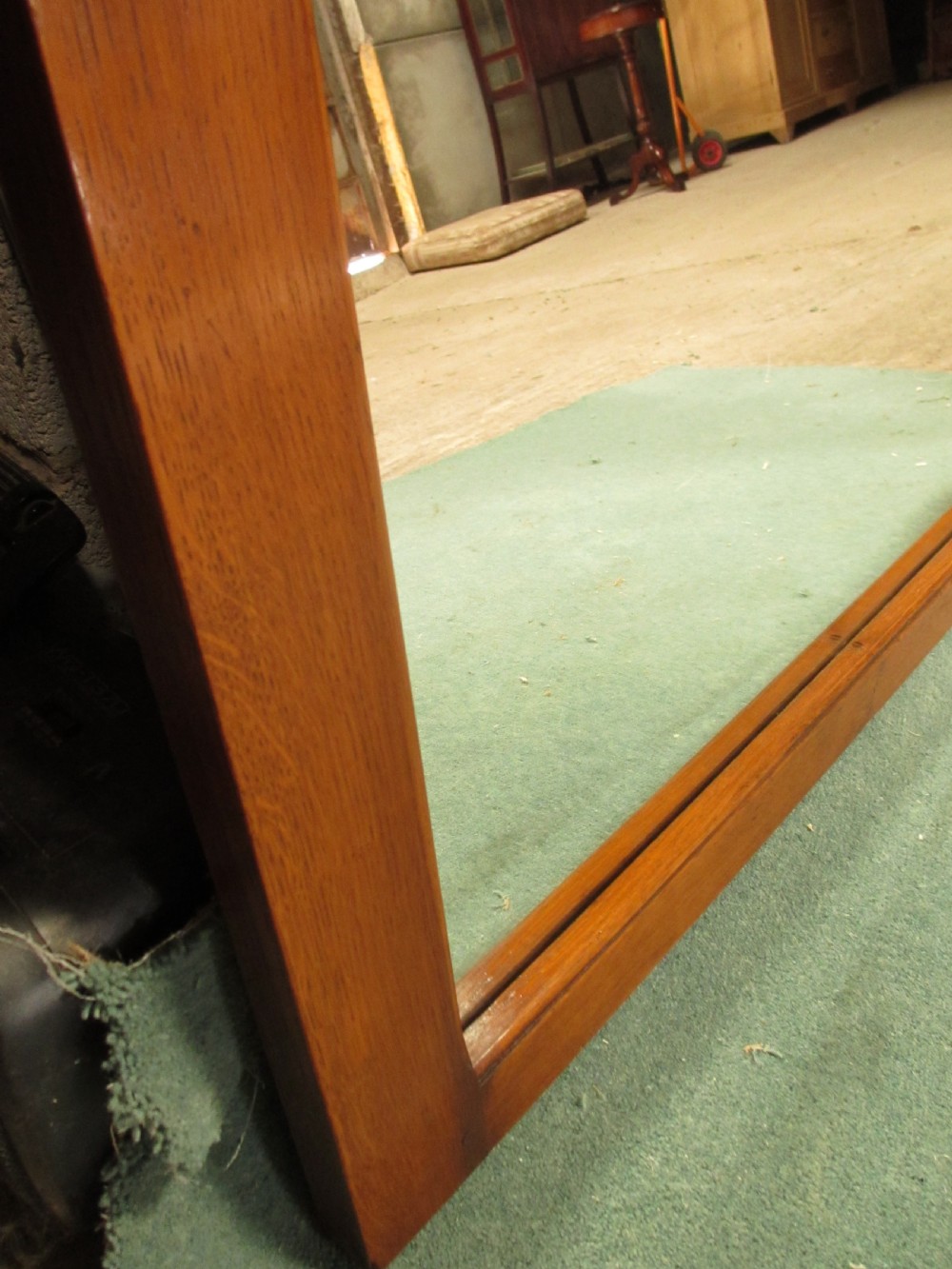 Edwardian large oak framed over-mantle wall hanging mirror View II