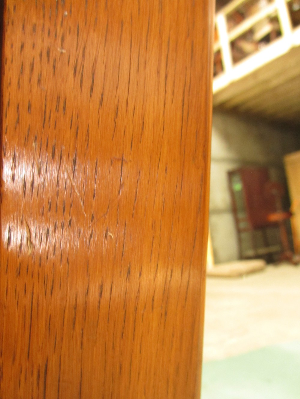 Edwardian large oak framed over-mantle wall hanging mirror View VIII