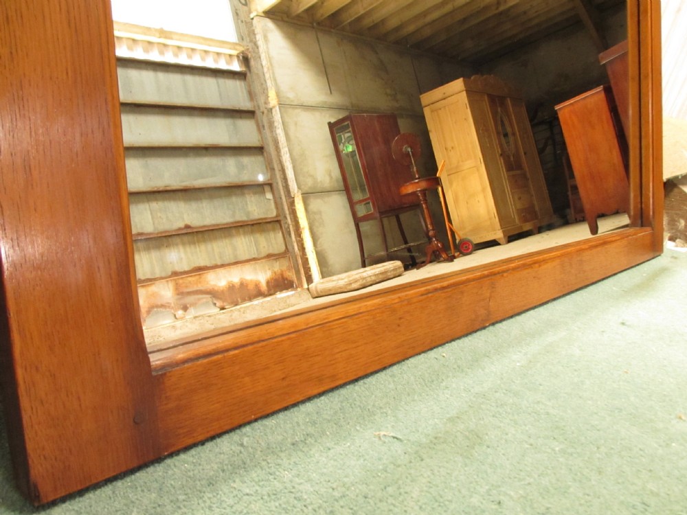 Edwardian large oak framed over-mantle wall hanging mirror View IX