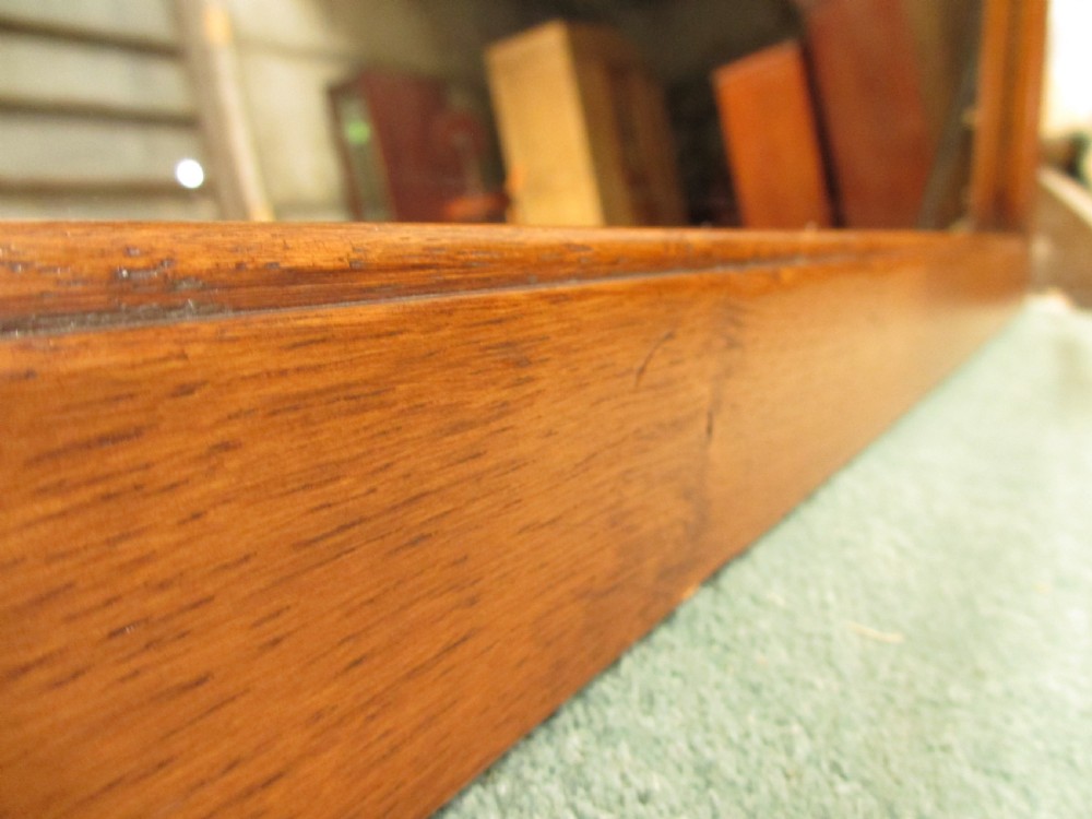 Edwardian large oak framed over-mantle wall hanging mirror View X