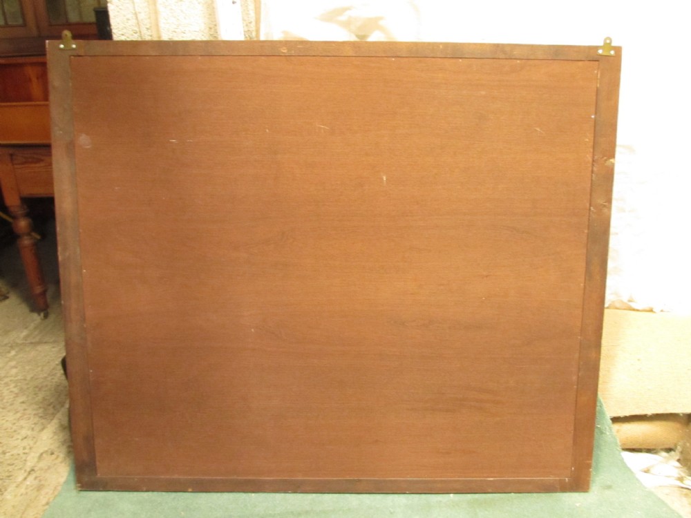 Edwardian large oak framed over-mantle wall hanging mirror View XII