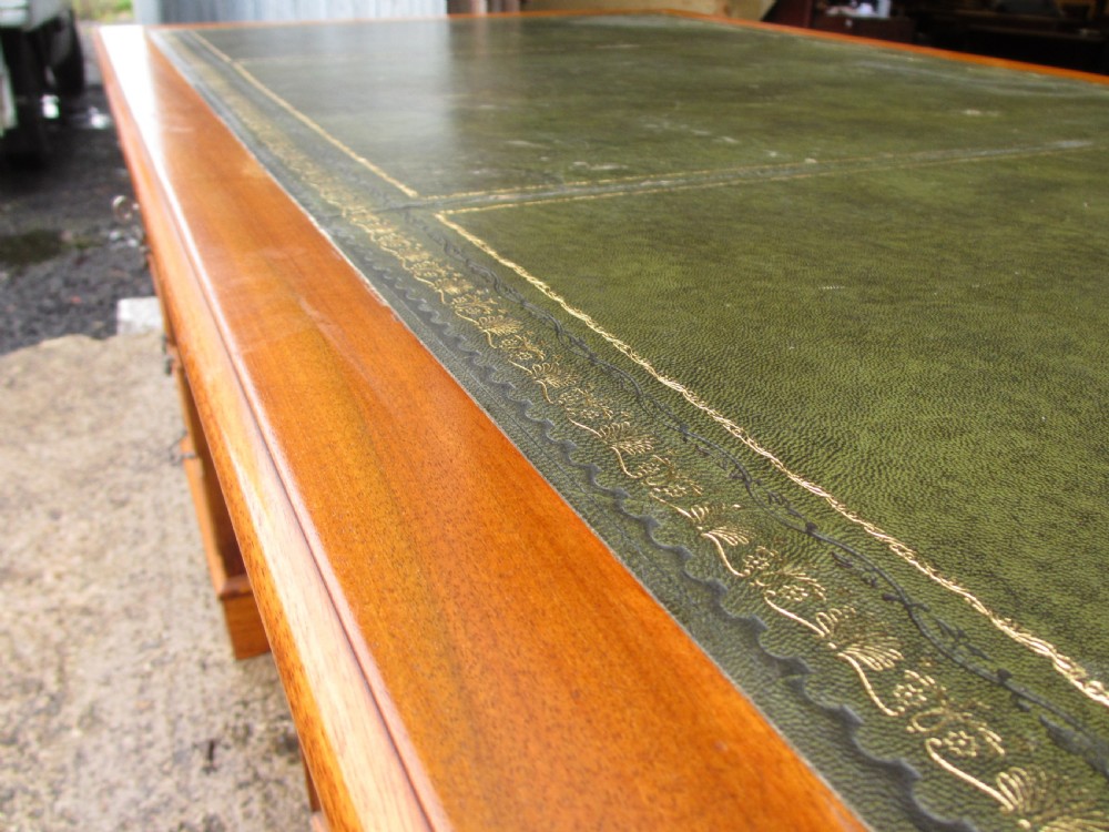 Quality burr and walnut tooled leather desk  View VI