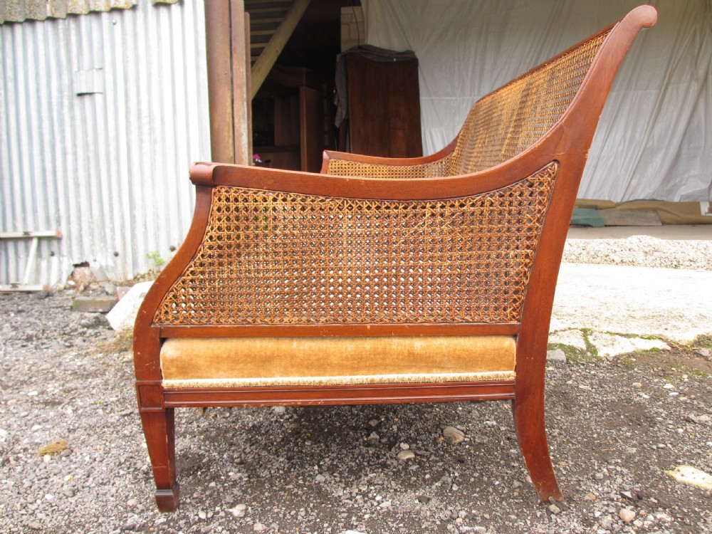 SUPERB EDWARDIAN MAHOGANY BERGERE CANED DEEP THREE PIECE LOUNGE SUITE  View II