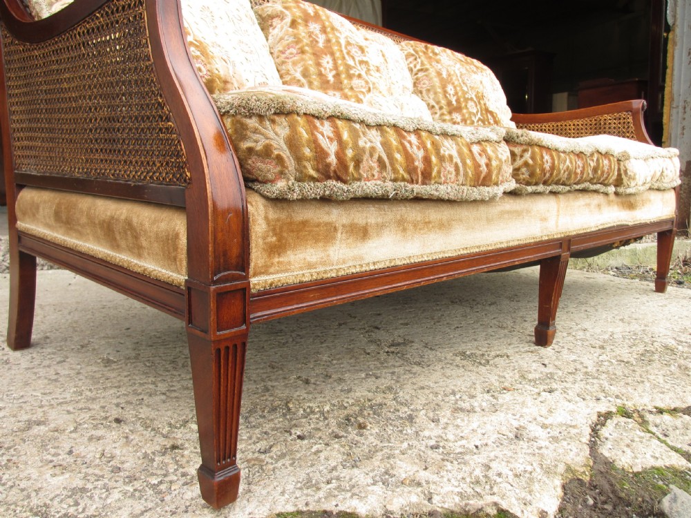 SUPERB EDWARDIAN MAHOGANY BERGERE CANED DEEP THREE PIECE LOUNGE SUITE  View VII
